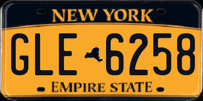 NY license plate GLE6258