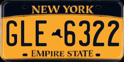 NY license plate GLE6322