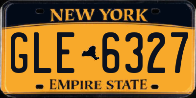 NY license plate GLE6327