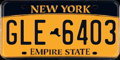 NY license plate GLE6403