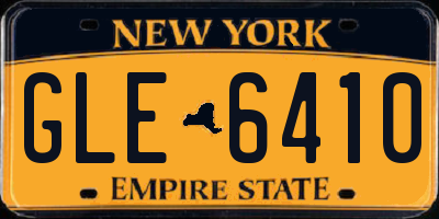 NY license plate GLE6410