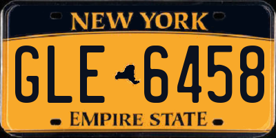NY license plate GLE6458