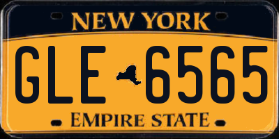 NY license plate GLE6565