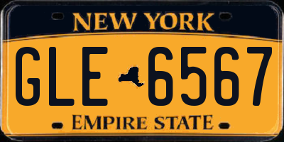 NY license plate GLE6567