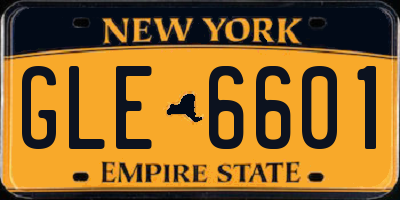 NY license plate GLE6601
