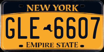 NY license plate GLE6607