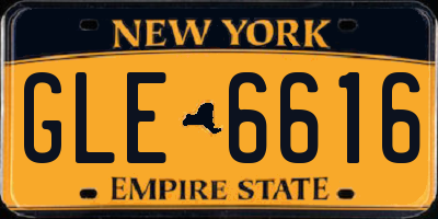 NY license plate GLE6616