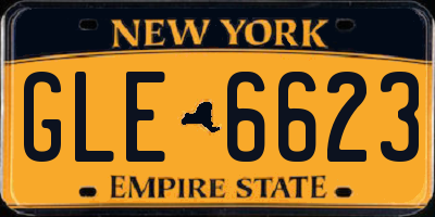 NY license plate GLE6623