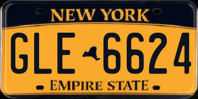 NY license plate GLE6624