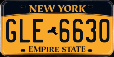 NY license plate GLE6630