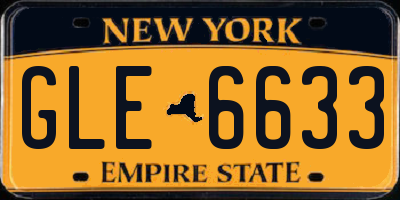 NY license plate GLE6633