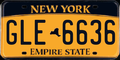 NY license plate GLE6636