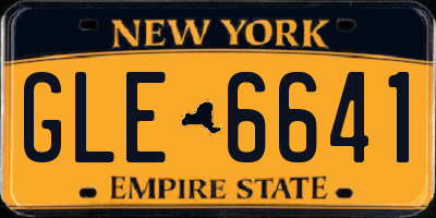 NY license plate GLE6641
