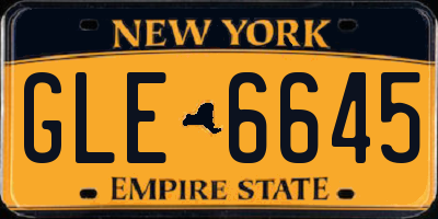 NY license plate GLE6645