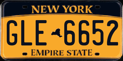 NY license plate GLE6652