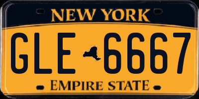 NY license plate GLE6667