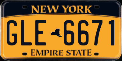 NY license plate GLE6671