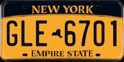 NY license plate GLE6701