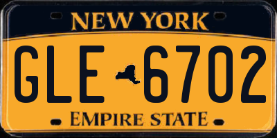 NY license plate GLE6702