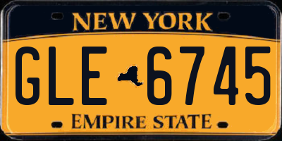 NY license plate GLE6745