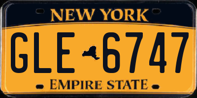 NY license plate GLE6747