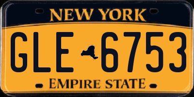 NY license plate GLE6753