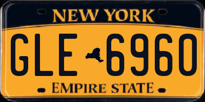 NY license plate GLE6960