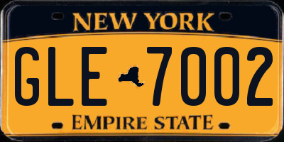 NY license plate GLE7002