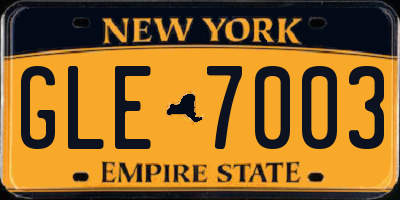 NY license plate GLE7003