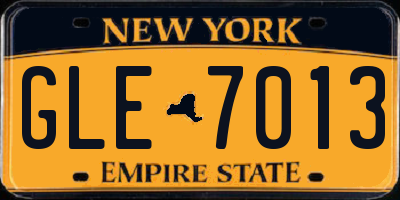 NY license plate GLE7013