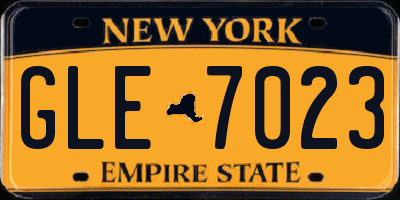 NY license plate GLE7023