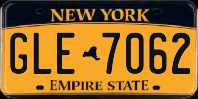 NY license plate GLE7062