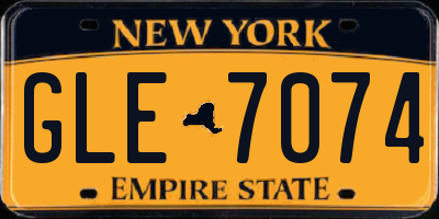 NY license plate GLE7074