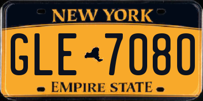 NY license plate GLE7080