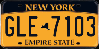 NY license plate GLE7103