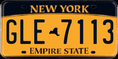 NY license plate GLE7113