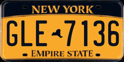 NY license plate GLE7136