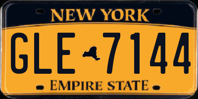 NY license plate GLE7144