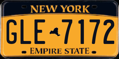 NY license plate GLE7172