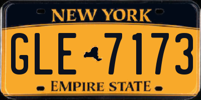 NY license plate GLE7173
