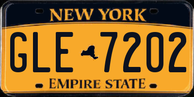 NY license plate GLE7202