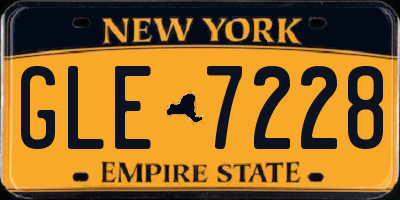 NY license plate GLE7228