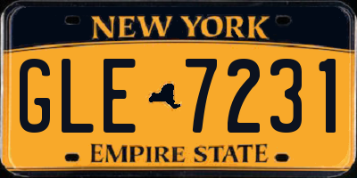 NY license plate GLE7231