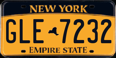 NY license plate GLE7232