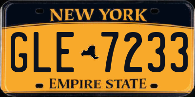 NY license plate GLE7233