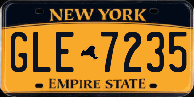 NY license plate GLE7235
