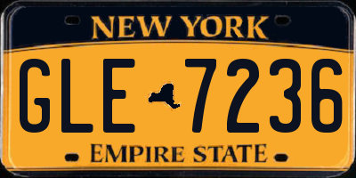 NY license plate GLE7236