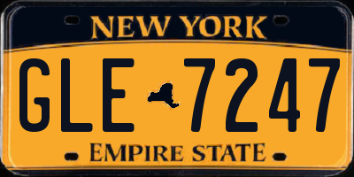 NY license plate GLE7247