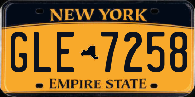 NY license plate GLE7258