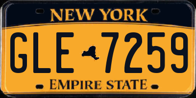 NY license plate GLE7259